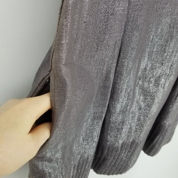 Anthropologie Yoana Baraschi Metallic Bow Dress 4 A Line Pleated Sleeveless - Picture 7 of 10